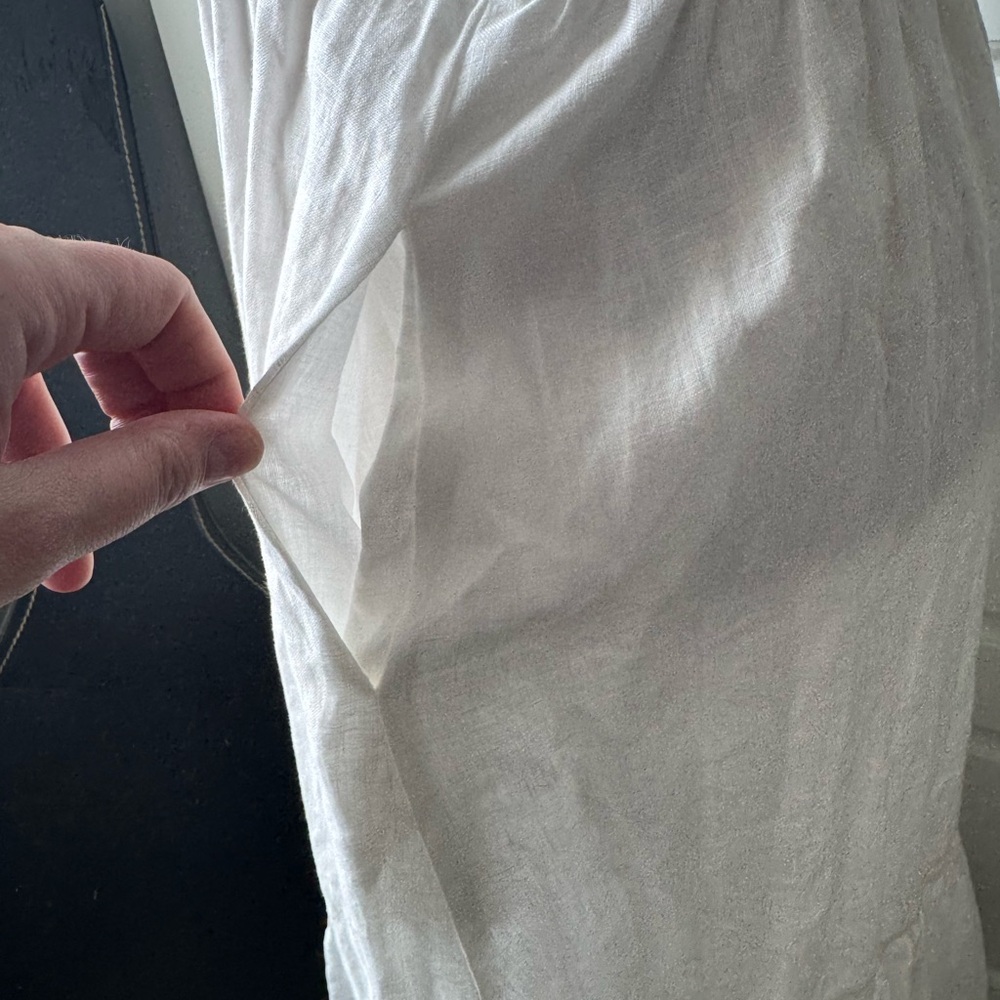 Lucy Paris White Linen Midi Dress with V-Neck - Picture 6 of 7